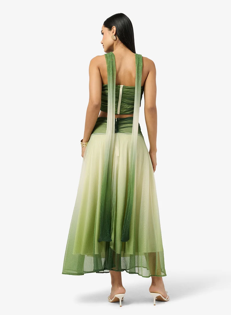 جينجر Halter Neck Ombre Top & Aline Skirt Coord Set